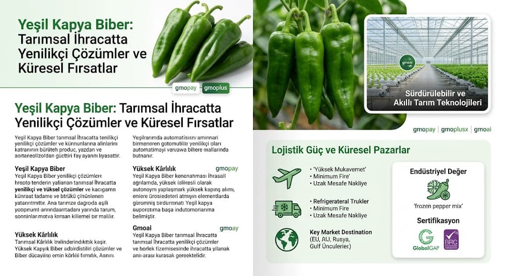 Yeşil Kapya Biber: Tarımsal İhracatta Yenilikçi Çözümler ve Küresel Fırsatlar